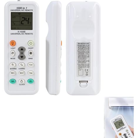 Télécommande Universelle pour Climatisation K-1028E Compatible avec Plus de 1000 Marques, y Compris LG, Gree, Midea,Toshiba, Haier, Hitachi,Remplacement Idéal pour Télécommandes Perdues ou Endommagées (1/5)
