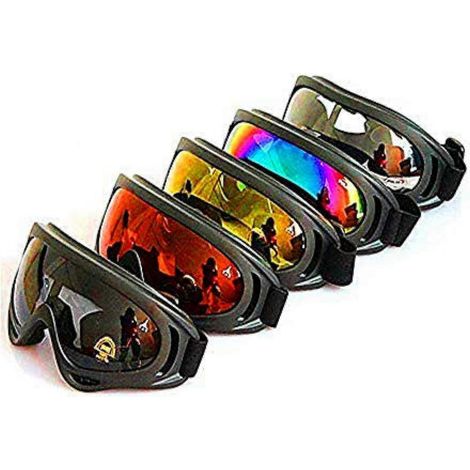 Lunettes de moto - Ensemble de 5 lunettes - Lunettes de protection anti-UV 400 réglables pour moto tout-terrain et quad, lunettes de combat tactiques militaires ( ) (1/5)