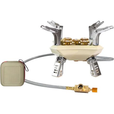 Réchaud à gaz portable 16800W cinq étoiles Fierce Fire pour le camping et l'alpinisme, résistant au vent et à haute puissance. (1/4)