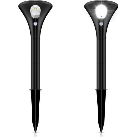 Lampe Solaire Extérieure,Jardin LED éclairage Ultra Puissante Etanche IP65 2 Modes Spot Paysage Avec Sécurité Détecteur de Mouvement pour Patio Pathway Pelouse Allée Décor (2 PACK Blanc)-Fei Yu (1/4)