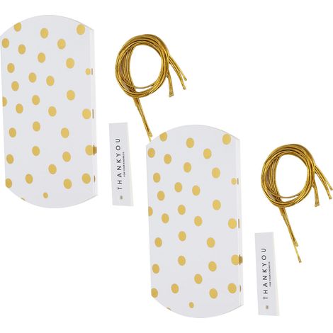Lot de 10 Boîtes Cadeau en Papier DIY pour Bonbons & Cookies, Petite Boîte à Points Dorés, Mariage, Anniversaire, Fête (1/5)