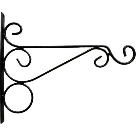 SHINING HOUSEEnsemble de 2 supports de panier suspendus d'extérieur noirs, crochets suspendus pour plantes en fer Vintage, support de jardin mural de 25cm de Long (1/4)