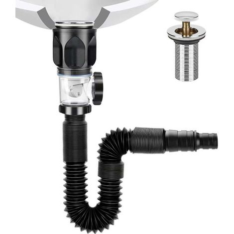 Ablaufgarnitur mit flexiblem Siphon für 1-1/4"- und 1-1/2"-Abflusslöcher, geeignet für Spülbecken in Wohnmobilen. (1/5)