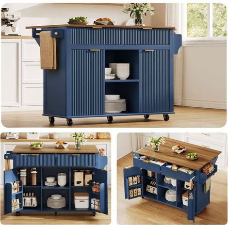 Chariot de cuisine 120 x 45 cm mobile plateau rabattable 2 tiroirs 2 portes étagères à épices porte-serviettes rangement intégré (1/5)