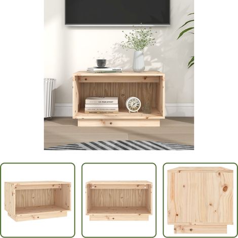 Bois de pin - Meuble TV 60x35x35 cm Bois de pin massif (1/5)