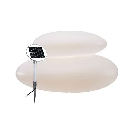 Lampe à moteur brillant Stone XL LED solaire 2W Polyéthylène blanc IP44 3000K L: 69 cm B: 55 cm H: 40 cm avec capteur crépusculaire