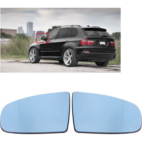 Rétroviseur chauffant verre latéral gauche et droit pour BMW X5 E70 2008-2013, miroir bleu, paire de 2, anti-éblouissement (1/5)