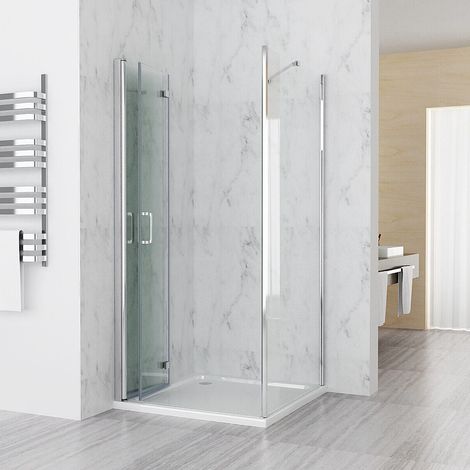 Duschkabine Falttür Eckeinstieg Duschabtrennung ESG Nano Glas, Tür 120 x 90 Seitenwand x 185cm
