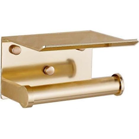 Porte-papier toilette double adhésif 2 en 1 avec étagère, organisateur de salle de bain pour cuisine et camping-car (1/5)