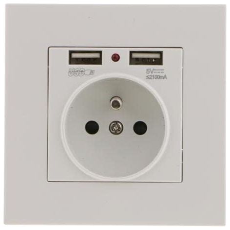 Juego de 2 enchufes de pared, toma de corriente de pared con puerto USB doble de 5V/2100mA, enchufe empotrado con 2 puertos USB, práctico y fácil de usar. (1/4)