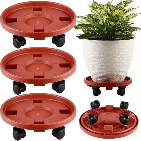 Lot de 3 soucoupes pour plantes – Plastique – Base mobile – Convient pour l'intérieur et l'extérieur (1/5)