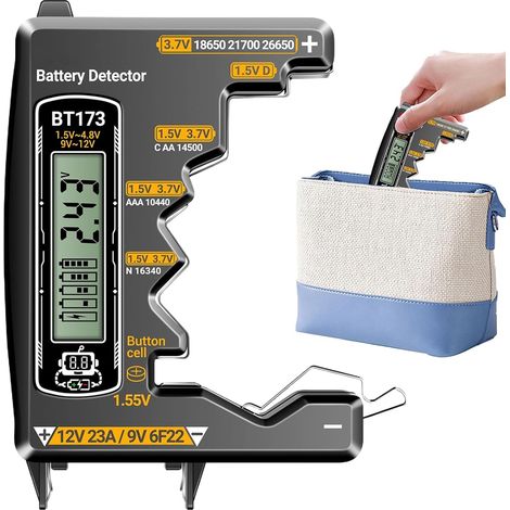 Testeur Batterie Testeur Batterie Numérique Portable Précision Tension Détecteur De Tension Précis Indicateur Mesure pour Voitures, Télécommandes, , Appareils Électriques, (1/5)