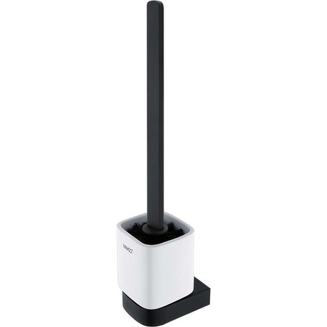 Nimco Nikau - Wandhängende Toilettenbürste mit Halter, Keramik weiß/schwarz matt NKC 30094KN-HR-90