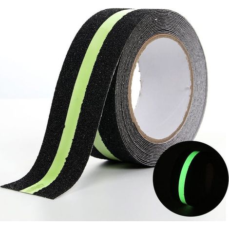 Ruban adhésif antidérapant avec Film Lumineux Brille dans Le Noir, pour escaliers échelles sols glissants Intérieur et Extérieur, 5 m x 5 cm(1 pcs) (1/5)