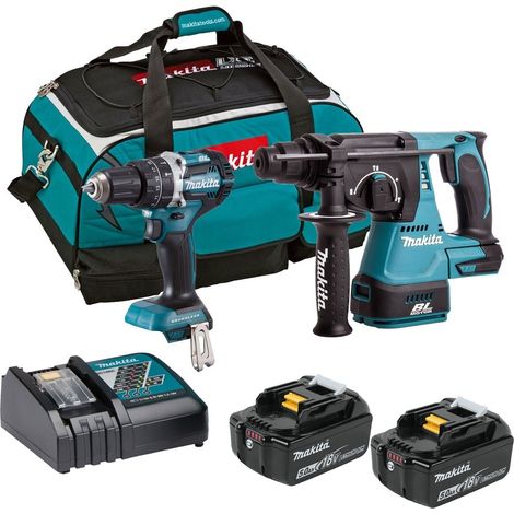 Makita 18v DLX2204TX3 Brushless Kit - DHP484 Combi Hammer Drill DHR242 SDS Drill (1/4)