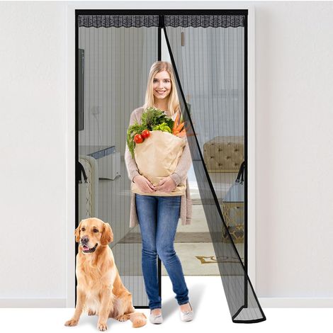 (110x210cm) Moustiquaire magnétique en fibre de verre pour porte de balcon, moustiquaire magnétique, résistante aux rayures, rideau de porte de balcon.