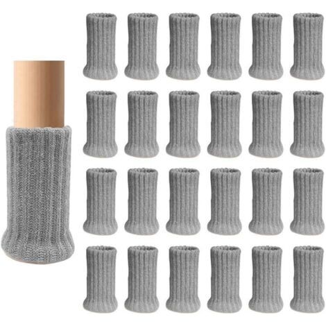 24er-Pack Stuhlsocken, Grau, doppelter dicker Strick für Stuhlbeine, rutschfeste Füße, Bodenschutz (1/5)