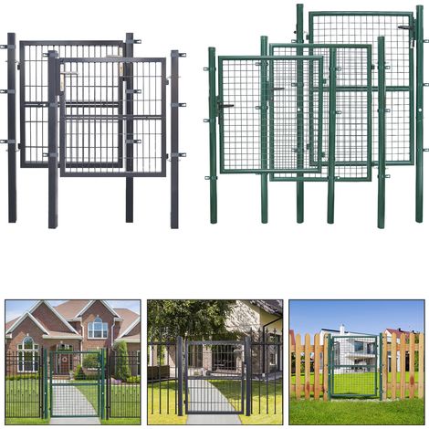 TolleTour Gartentor Metall Gartentür robust langlebig Zauntor Verzinkt Einzel Wellengitter Zauntür Grün (100x100cm)