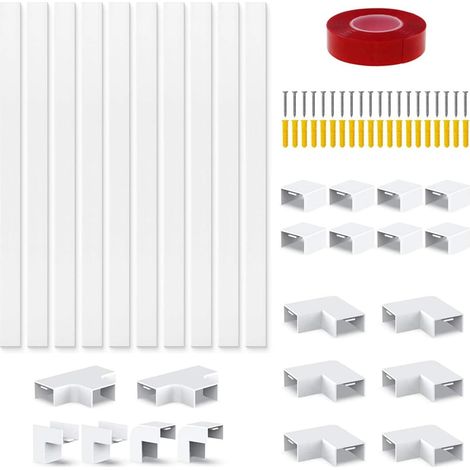 Goulotte Cable, 10 Pièces de 40 cm de Long Cache Fil TV Mural, 20 X 10 mm Cache Cable Blanc, avec Matériel de Montage, pour Dissimuler Les Câbles des Haut-parleurs et des Lampes (1/5)
