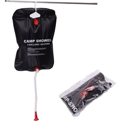Solar Shower Bag, 25L Shower Camping Solar Bag, Solar Camping Shower Bag, Solar Heater, Portable Water Bag with Hose and Shower Head for Travel, Beach, Garden