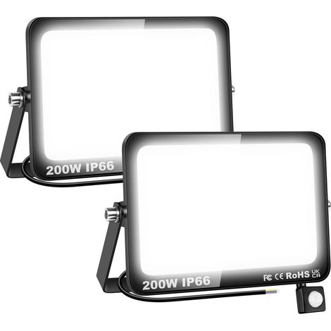 2 projecteur extérieur led, 200 w, détecteur pir, 20000 lm, 6000 k, ip66, pour jardin garage cour entrée (1/5)