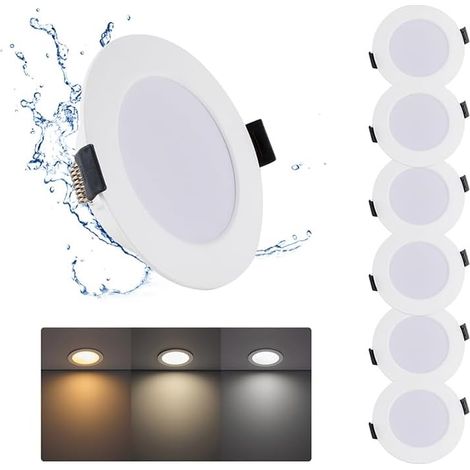 12W Spot LED Encastrable 220V, Lot de 6 Spot Salle de Bain, Blanc Chaud Blanc Neutre Blanc Froid 3000K/4000K/6500K, Spots LED extérieur 120mm pour Cuisine Salon, Rond (1/5)