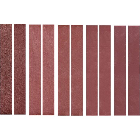 Lot de 10 bandes abrasives 30 x 300 mm (2 de chaque grain : 120, 240, 400, 800 et 1000) en oxyde d'aluminium Papier de verre pour ponceuse à bande (1/5)
