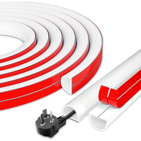 3 Mètres de Goulotte Passe Cables Auto-adhésif(15 10mm),Goulotte de câble en PVC Souple,Protection de câbles de Sol pour Bureau,Blanc Cache Cable Sol Hider pour la Protection (1/5)