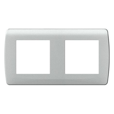 Plaque de finition 2 postes - Entraxe 71mm - Blanche - ESPRIT Couleur Silver