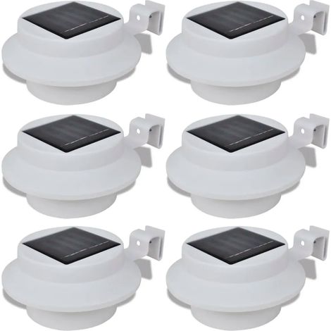 Set di 6 lampade solari LED per recinzione da giardino 12 x 6,35 cm facile installazione in plastica bianca 020045850