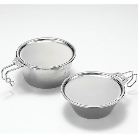 Assiettes plates en acier inoxydable avec couvercle pour bol, idéales pour le camping, les pique-niques et les grillades en plein air. (1/4)
