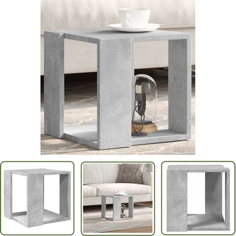 The Living Store Table basse gris béton 32x32x30 cm bois d'ingénierie - Table Basse - Meuble Salon - Table D'appoint - Bout De Canapé - Table Ronde (1/5)