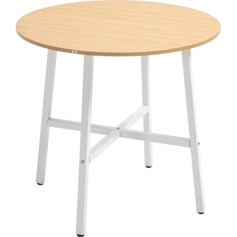 Runder Esstisch 80 cm für 4 Personen aus Holz und Naturstahl (1/5)