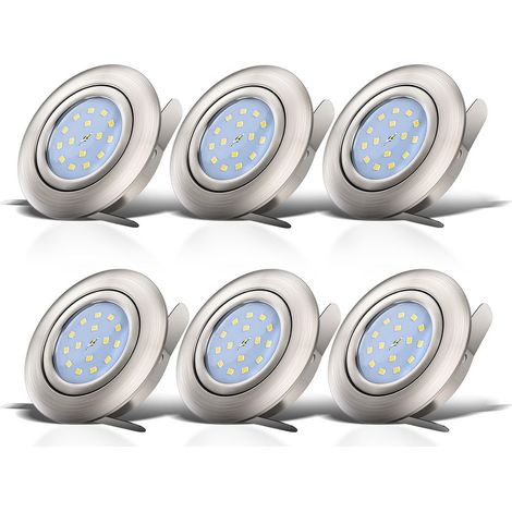 Einbauspot 6er Set 68mm Lochmaß - 230V, 4,8W, 400lm, LED, warmweiß, matt-nickel