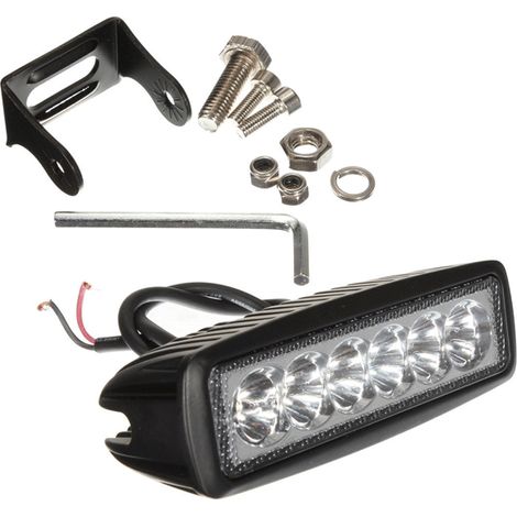 Projecteur LED de travail 18W IP67 noir – 960 lumens – 6500K blanc froid – Installation rapide sur véhicules 12V/24V – Ohm-Easy (1/5)