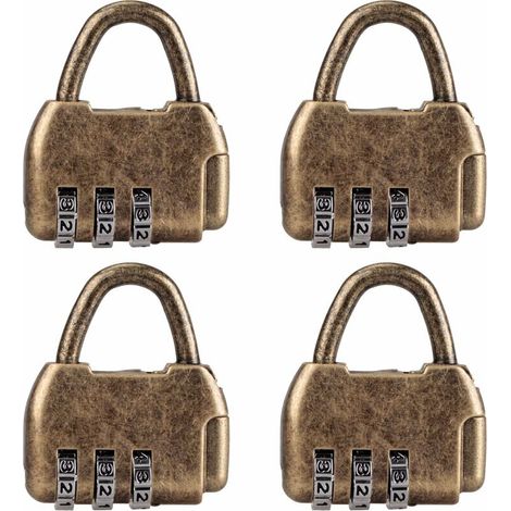 Lot de 4 mini cadenas à combinaison rétro pour journal intime, bagages, cadenas à code vintage (1/5)