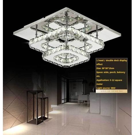 Lustre en Cristal - Acier Inoxydable - LED Miroir 36 W (1/2)