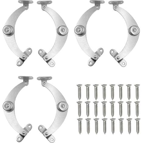 3 ensembles, 2 charnières invisibles en inox, 6 pièces, pour caisses en bois et coiffeuses.