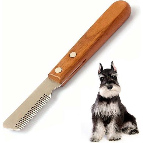 Couteau à effiler professionnel pour chiens, outil d'effilage pour chiens, couteau à main pour bordure, manche en bois ergonomique (droit) (1/4)