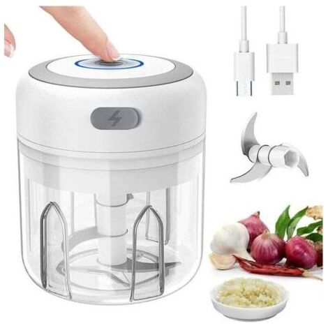 Kaelt - Mini mixeur, hachoir électrique, petit mixeur, presse-ail, hachoir à légumes, hachoir à oignons et à ail, hachoir multifonction pour viande et légumes (250 ml) (1/5)