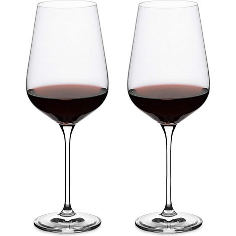 Verre à Vin - Cristal Soufflé à la Main - Tige Longue - 760 ml - Pour Vin Rouge et Blanc - Lot de 2