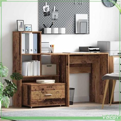 Bureau - 3337271 - Bois d'ingénierie - Finition bois ancien - 131,5 x 50 x 106,5 cm (1/5)