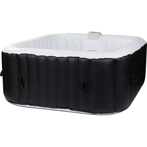 Spa gonflable carré 6 places OSPAZIA - 185 x 185 cm - Filtre et bâche inclus - Noir (1/5)
