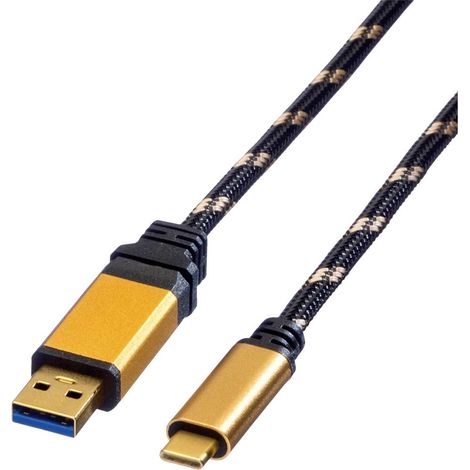 Roline Câble USB USB 3.2 Gen1 USB-A mâle, USB-C® mâle 1.00 m noir, or blindé 11.02.9013 (1/3)