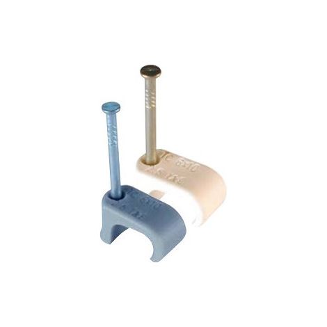 Lot de 100 cavalier de pontage a clouer pour cable plat 9x18mm blanc clou Ø 2.5mm L30mm Mureva Fix clip