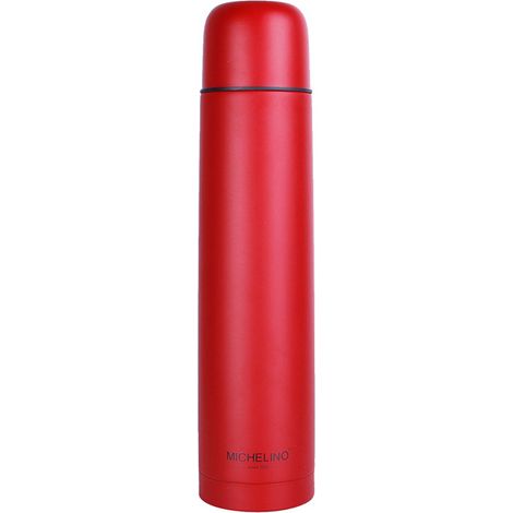 Michelino 0.75L Thermoskanne Edelstahl Doppelwandig Getränkespender Isolierkanne Kanne Kaffee Tee Teekanne Rot