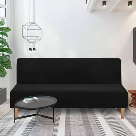 Sofa covers convertible sofa cover without armrests, stretch velvet, thick, soft, comfortable, for sofa bed, foldable sofa bed (thick black velvet)