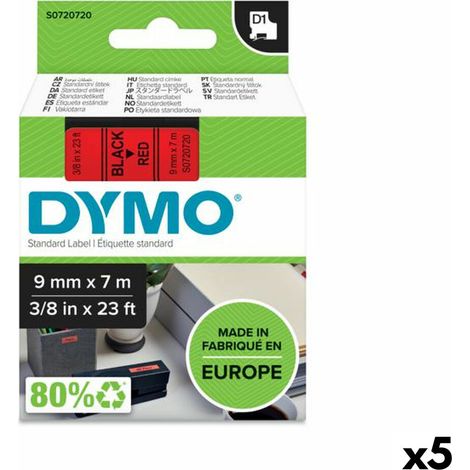Nastro a trasferimento termico Dymo D1 40917 7 m Nero/Rosso (5 Unità) (1/3)
