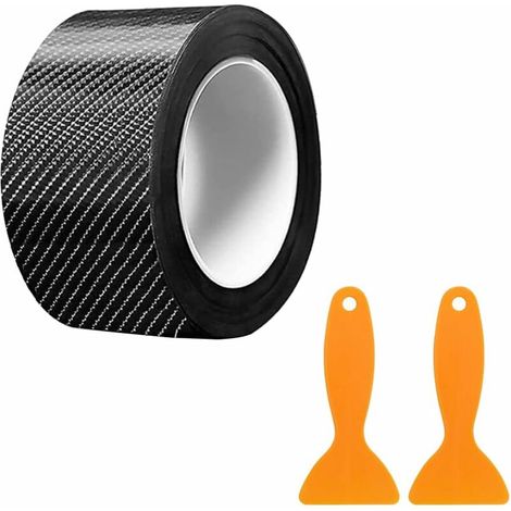 royaluxe - Fibre de Carbone Autocollant 5CM X 10M Film Protecteur de Seuil de Voiture, Protection Voiture Autocollant Fibre,Protection Autocollante pour Seuil de Portière de Voiture (Noir) (1/5)