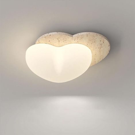 Cream-yellow travertine ceiling light, creative LED, dimmable, for a child's room, study, entryway, dressing room, Wabi-sabi style (1/5)